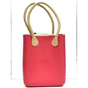 O bag Fuscia Pink Large 13"x 11" Tote w/Liner Made in Italy Interchangeable